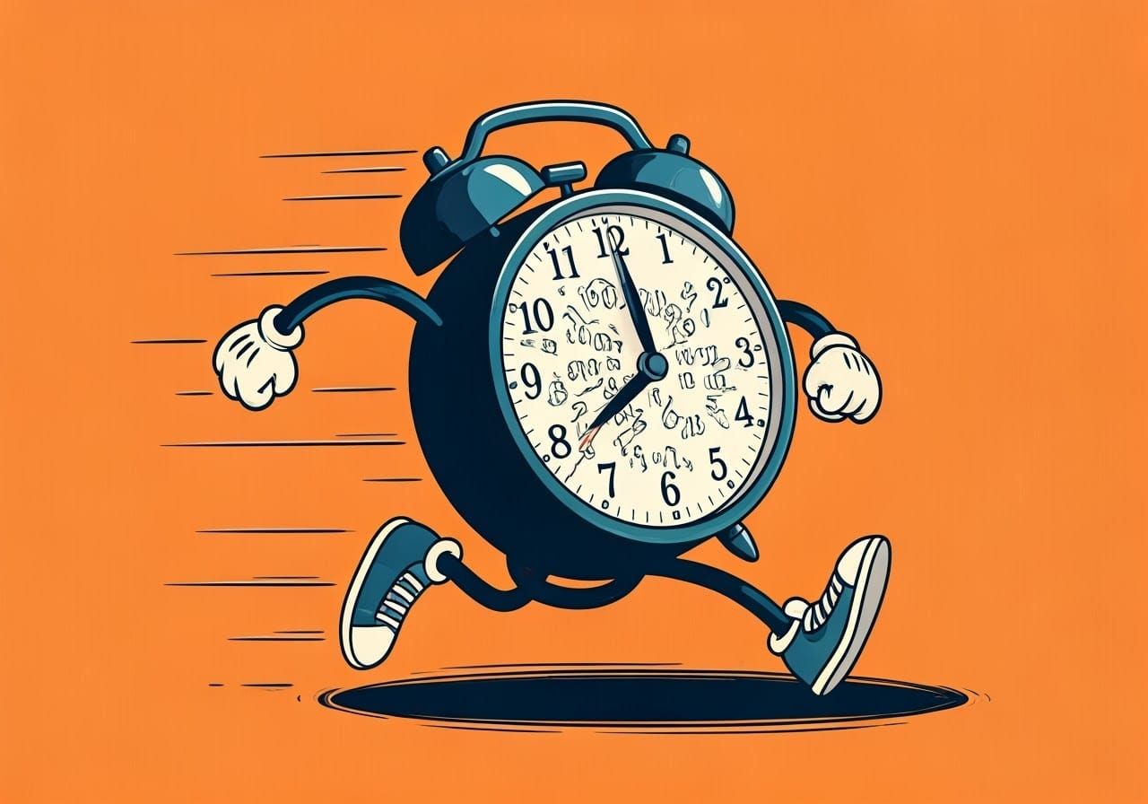 Frantic Alarm Clock in Kinetic Comic Book Style