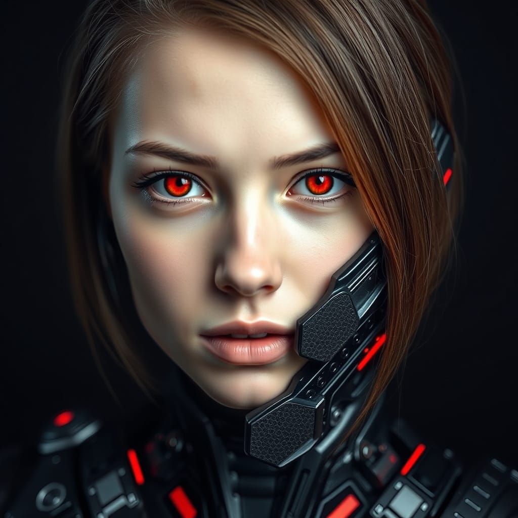 Cyberpunk Woman Portrait with Cyborg Enhancement