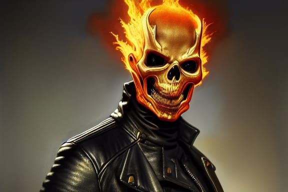 Ghost Rider Portrait in Art Nouveau Style