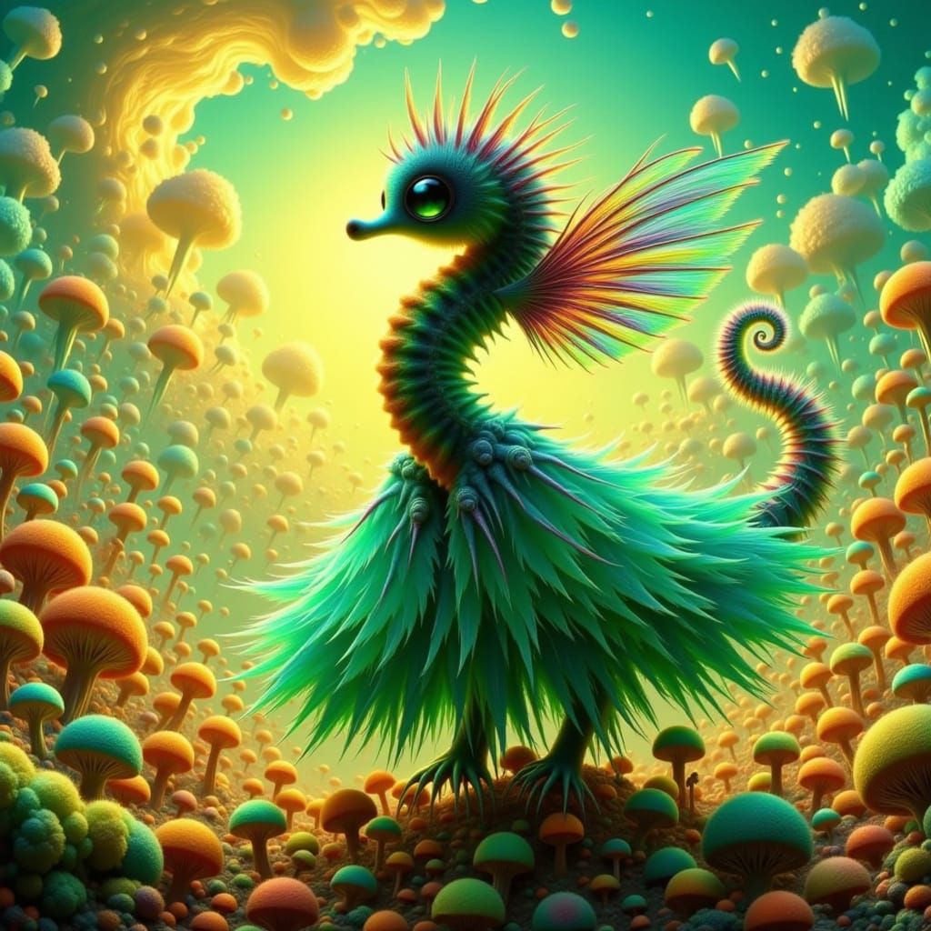 Mythical Creatures in a Surreal Landscape