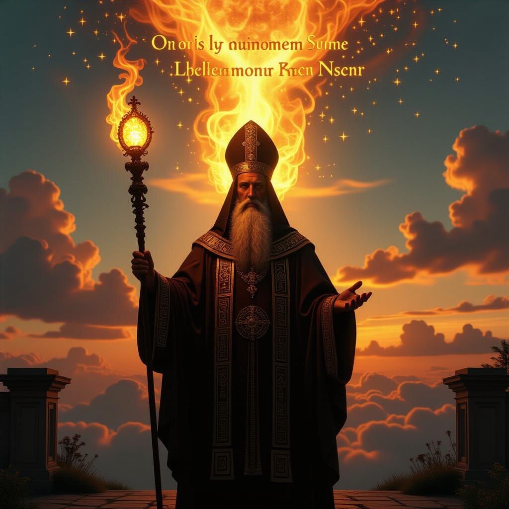 The Hierophant Between Worlds, Illuminated by Divine Light