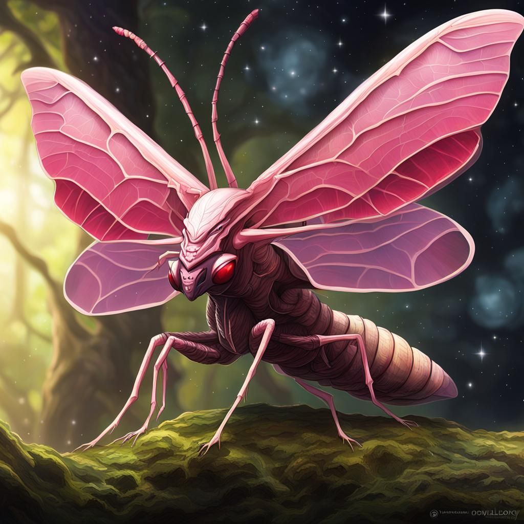 Exoplanet: Giant Alien Rosy Maple Moth Concept Art