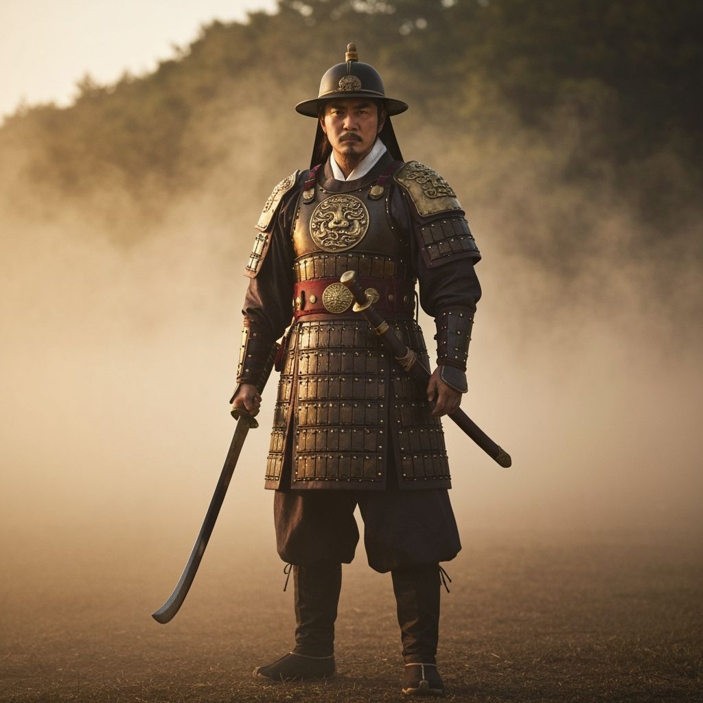 Gritty Korean Warrior with Blood, Cinematic Concept Art