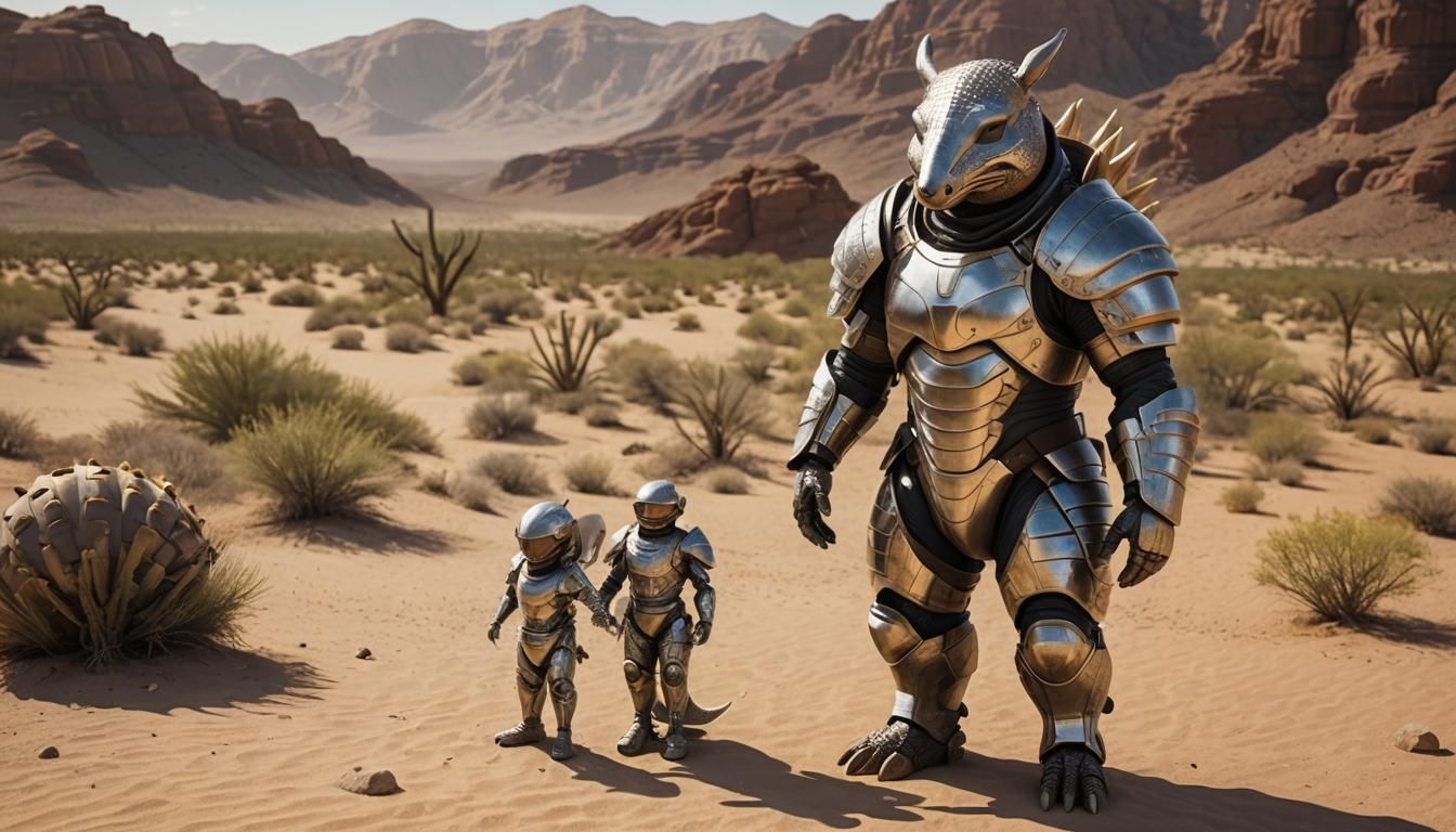 Armored Armadillo: Desert Defender in Futuristic Armor