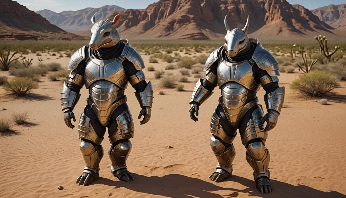 Armored Armadillo: Desert Defender in Futuristic Armor