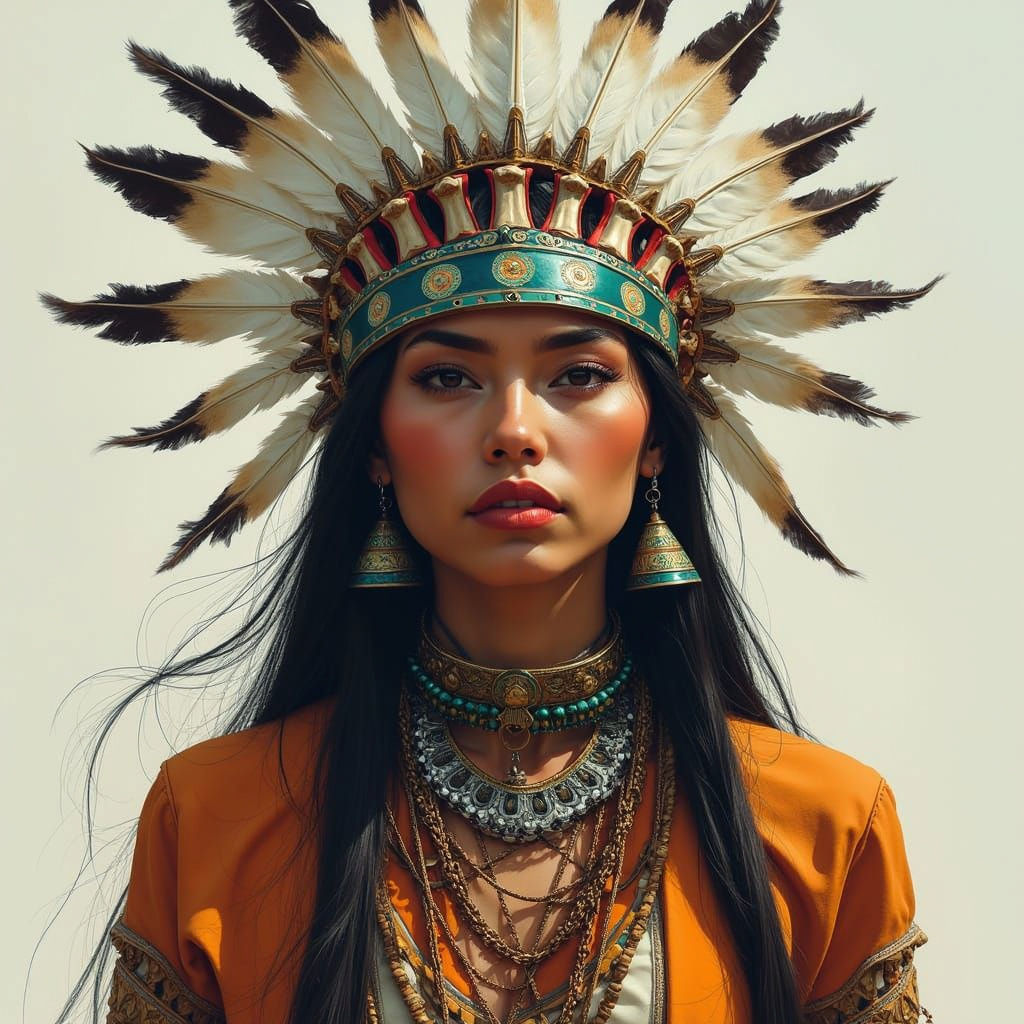 Native American Woman with Futuristic Headdress