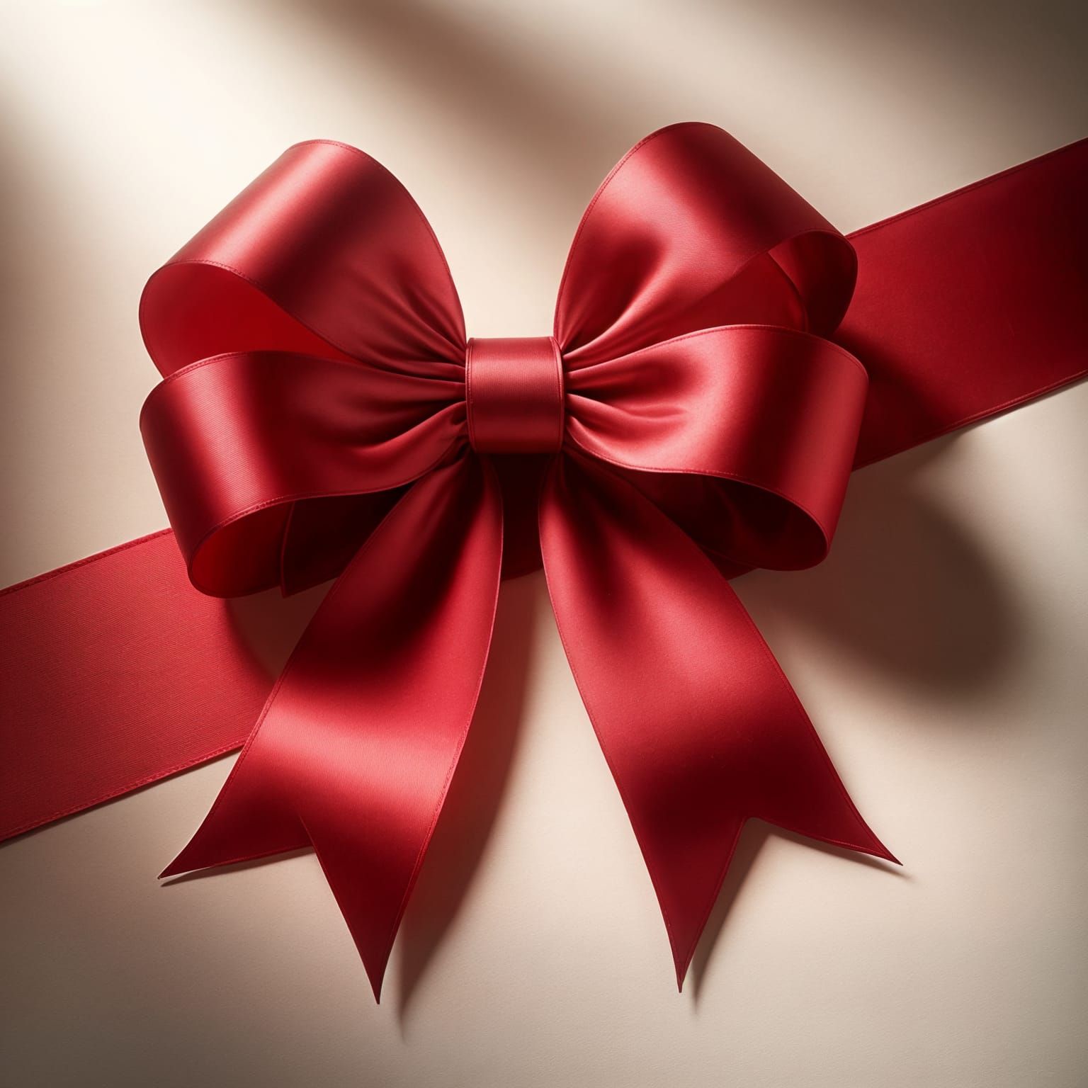 Radiant Scarlet Ribbon Bow on Pearlescent Background