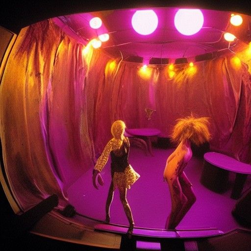 Dystopian Punk Nightclub with Art Installations