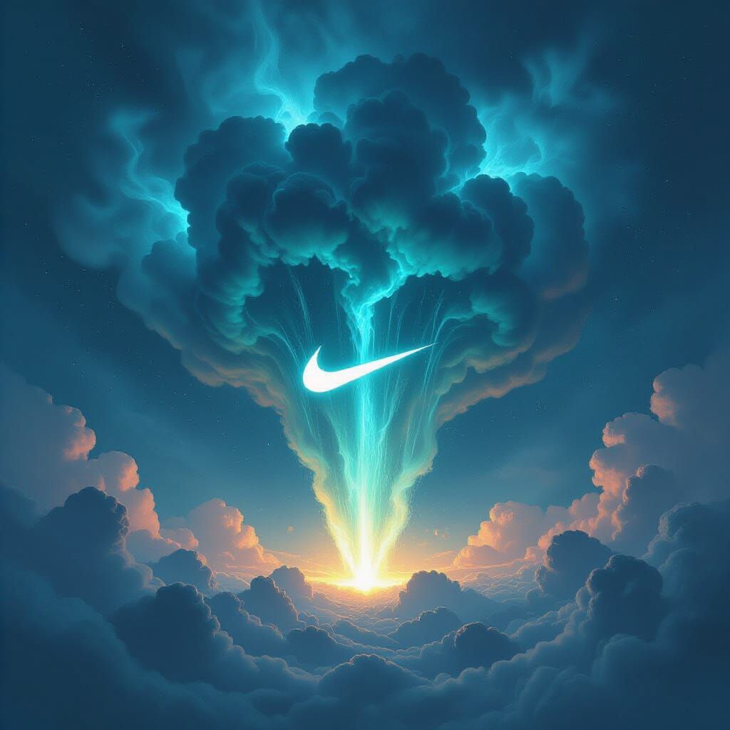 Dark Cloudburst with Turquoise Light & Nike Logo