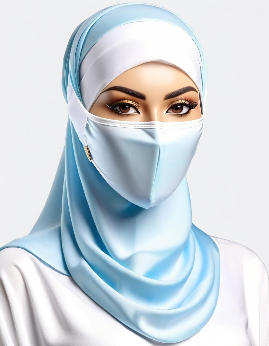Elegant Woman in Hijab and Facemask Portrait