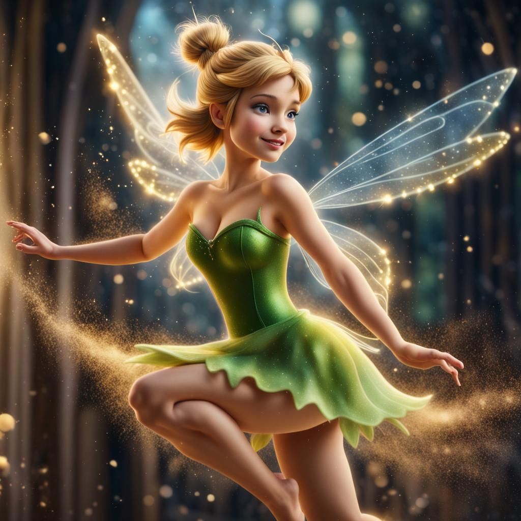 Tinkerbell Spreading Fairy Dust in Ultra Realistic Style