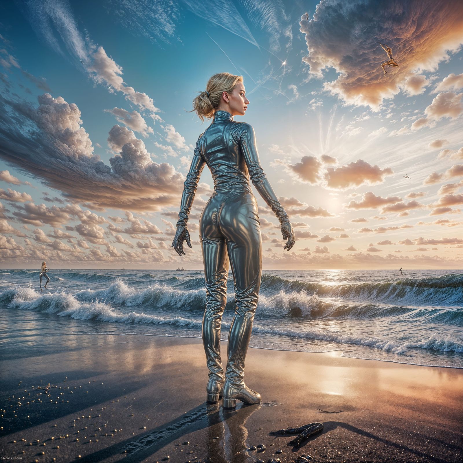 Futuristic Yoga Goddess in Latex Catsuit