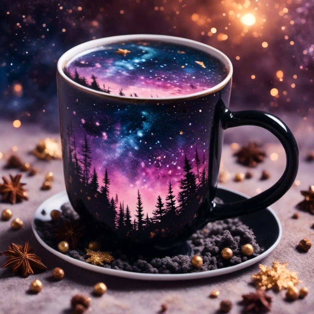 Night Sky Starscape Reflected on Cup
