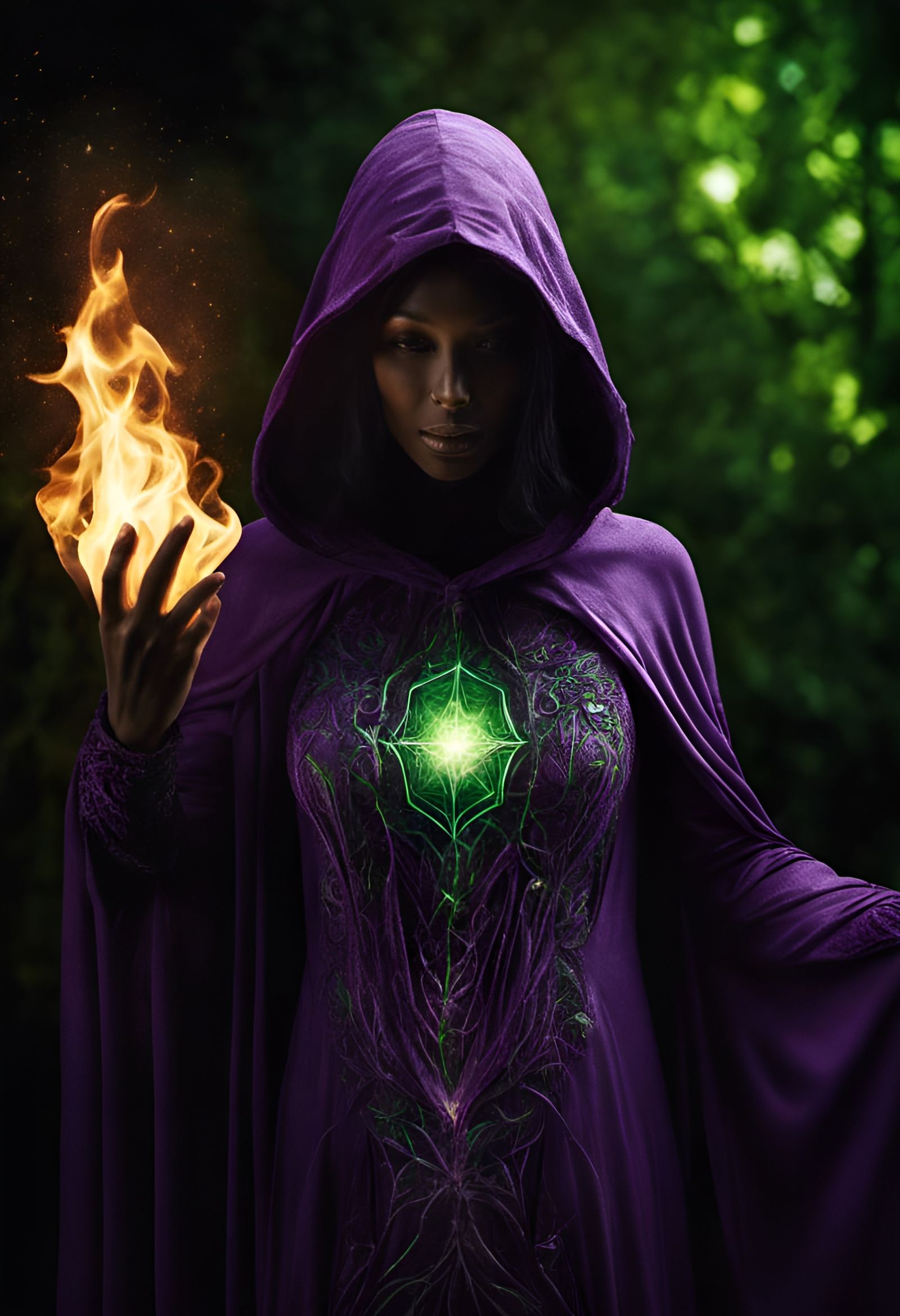 Mysterious Shadow Priestess with Soul Fire