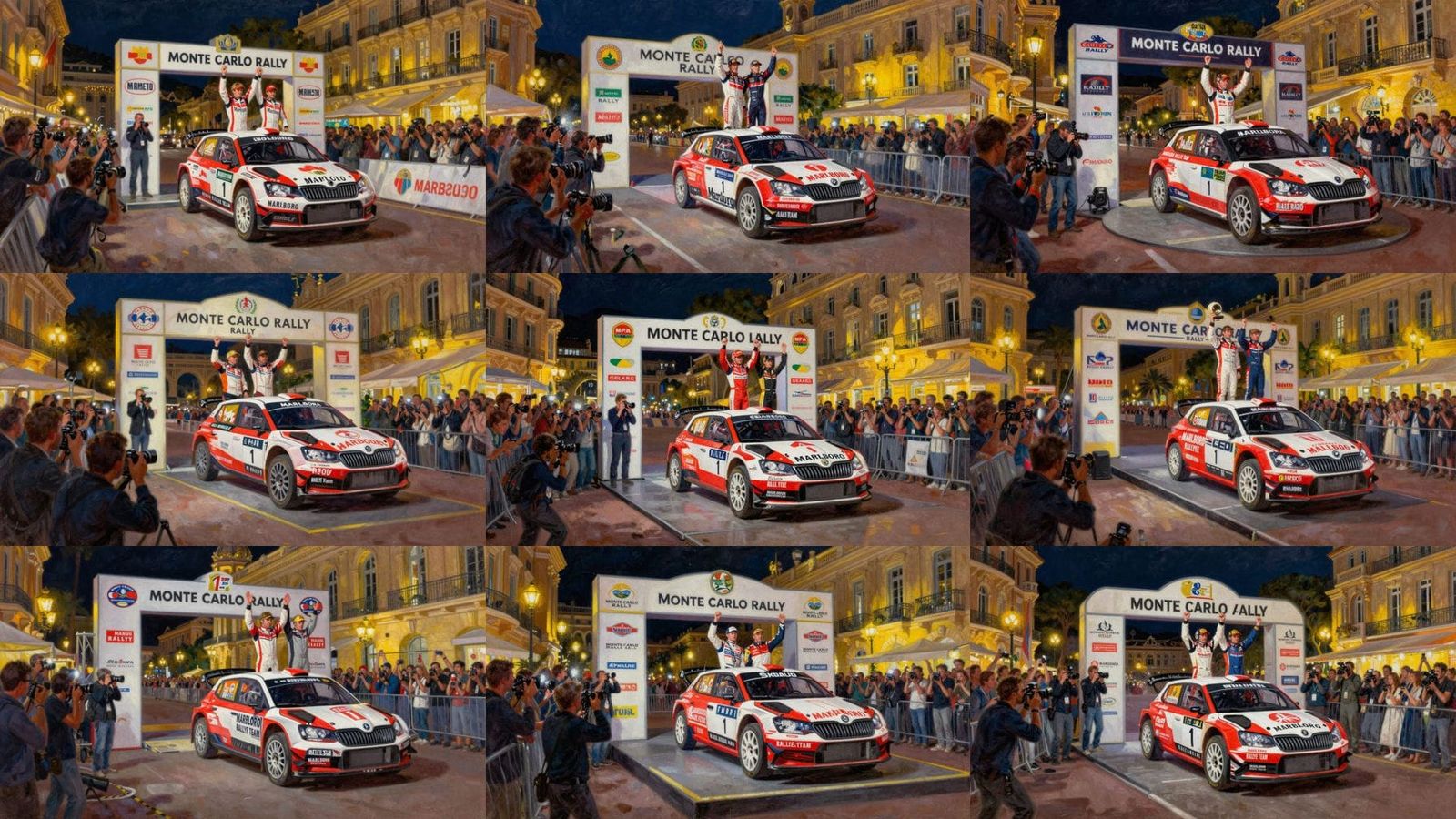 Monte Carlo Rally Night Celebration Oil Painting