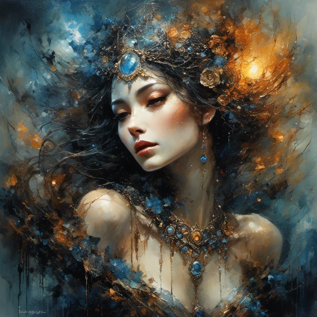 Brooding Vengeance in Neon Grunge Collage Style