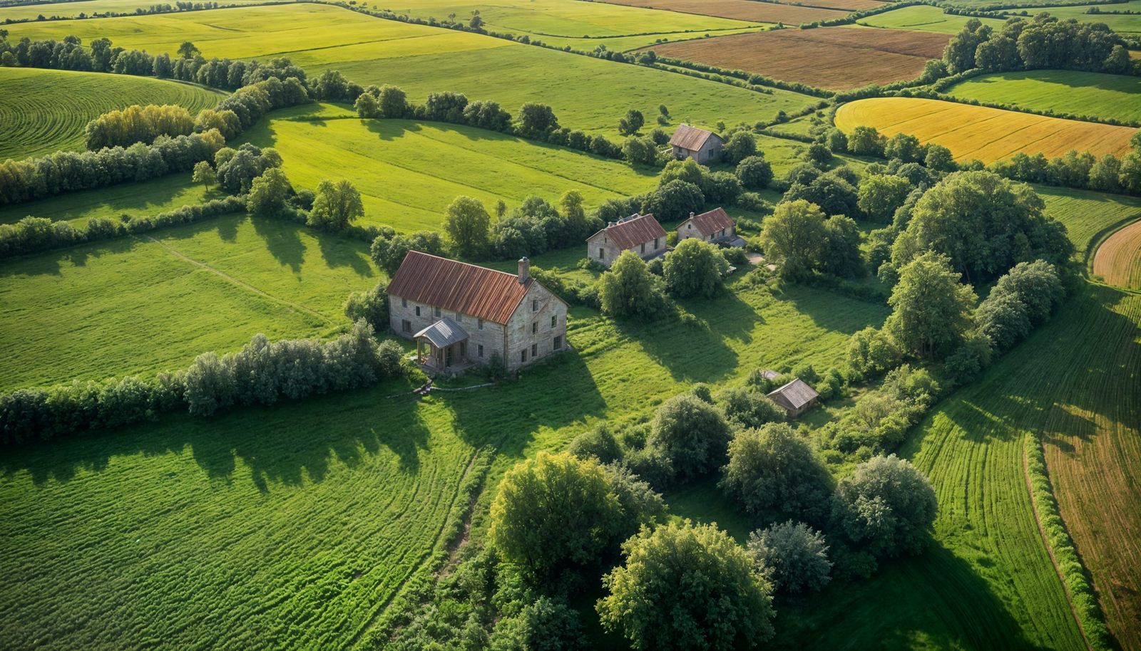 Bird's-Eye View of Farmland Patchwork