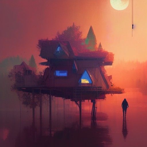 Futuristic Treehouse Village After Drought, Album Cover Art