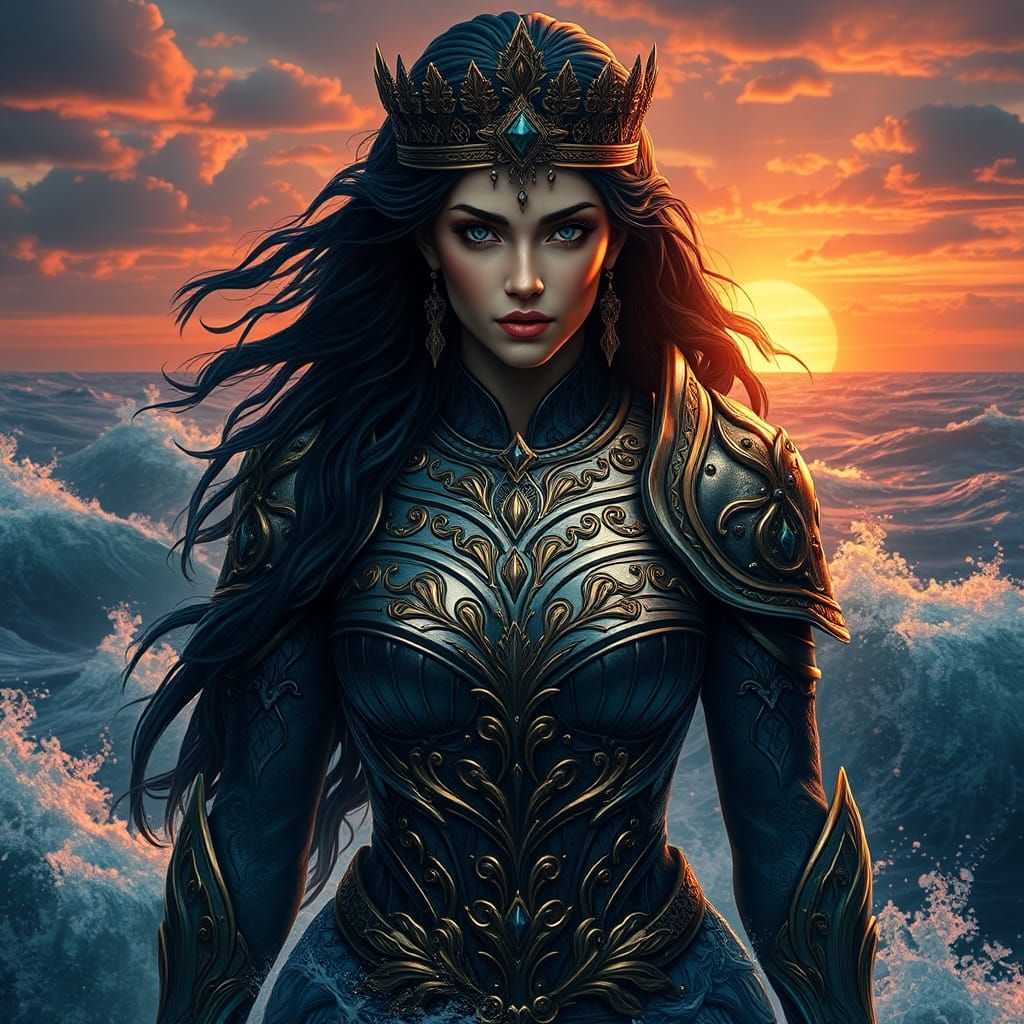 Anahita, Iranian Water Goddess in Digital Painting