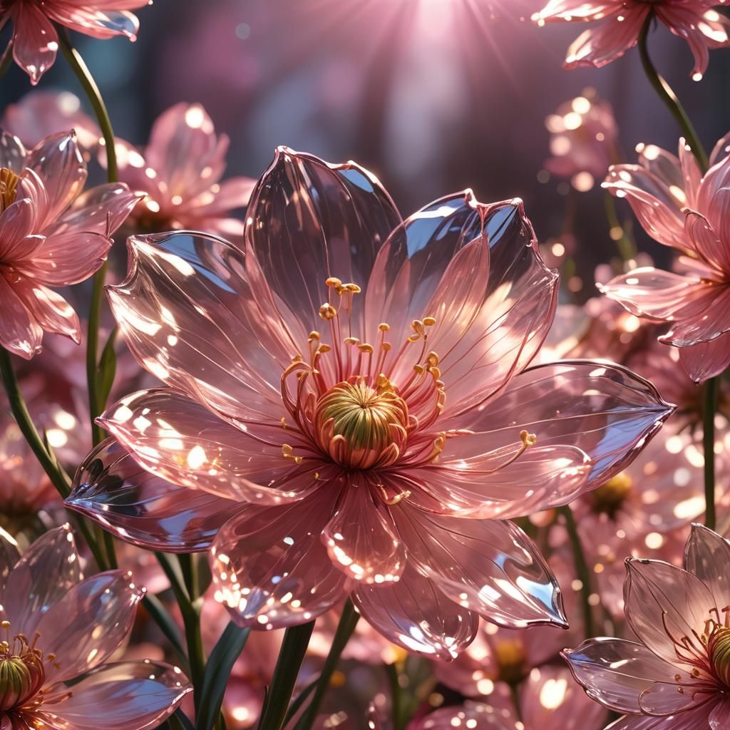 Pink Glass Flower Concept Art in Macro