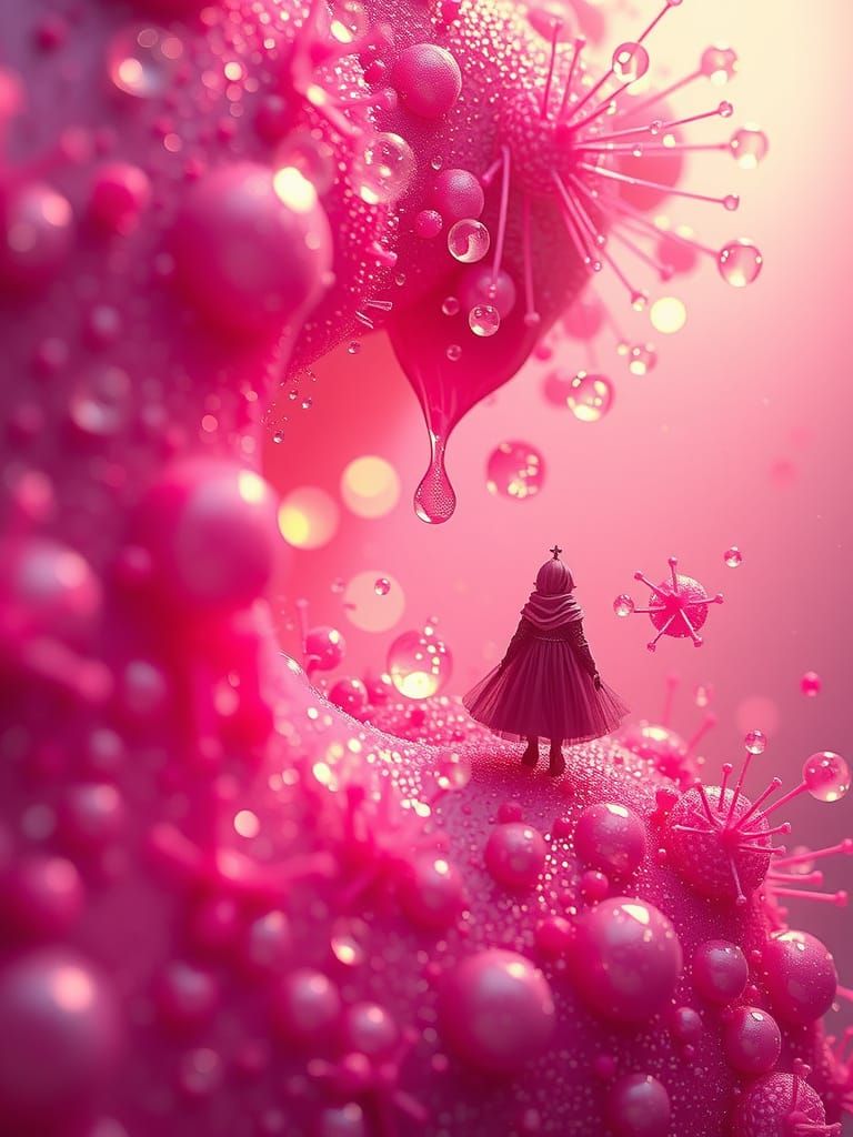 Tiny Petallic Person in Crazed Emulsion Denial