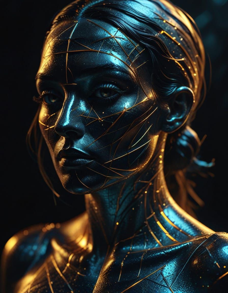 Surreal Woman Sculpture in Four-Dimensional Geometry