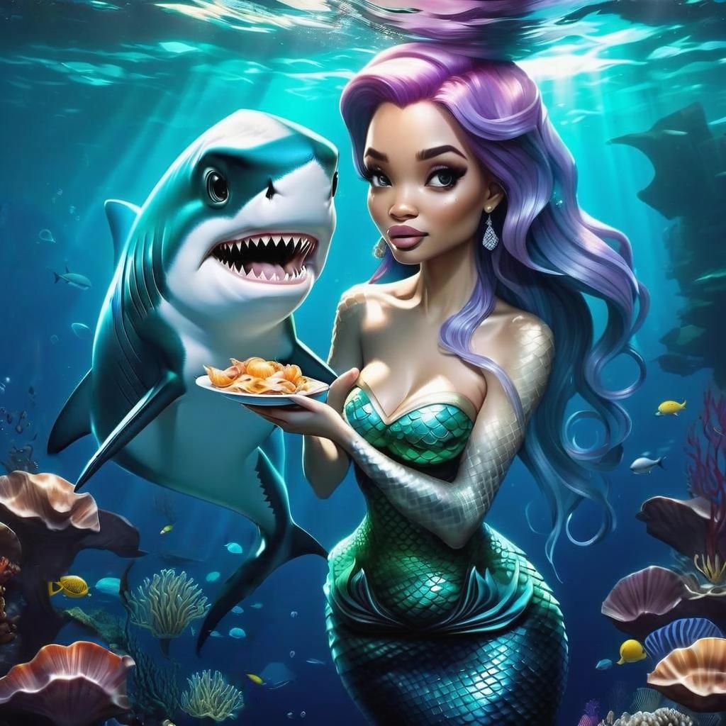 Underwater Scene in Baroque Chibi Style