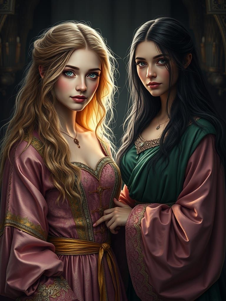 Medieval Sisters in Sparkling Silk