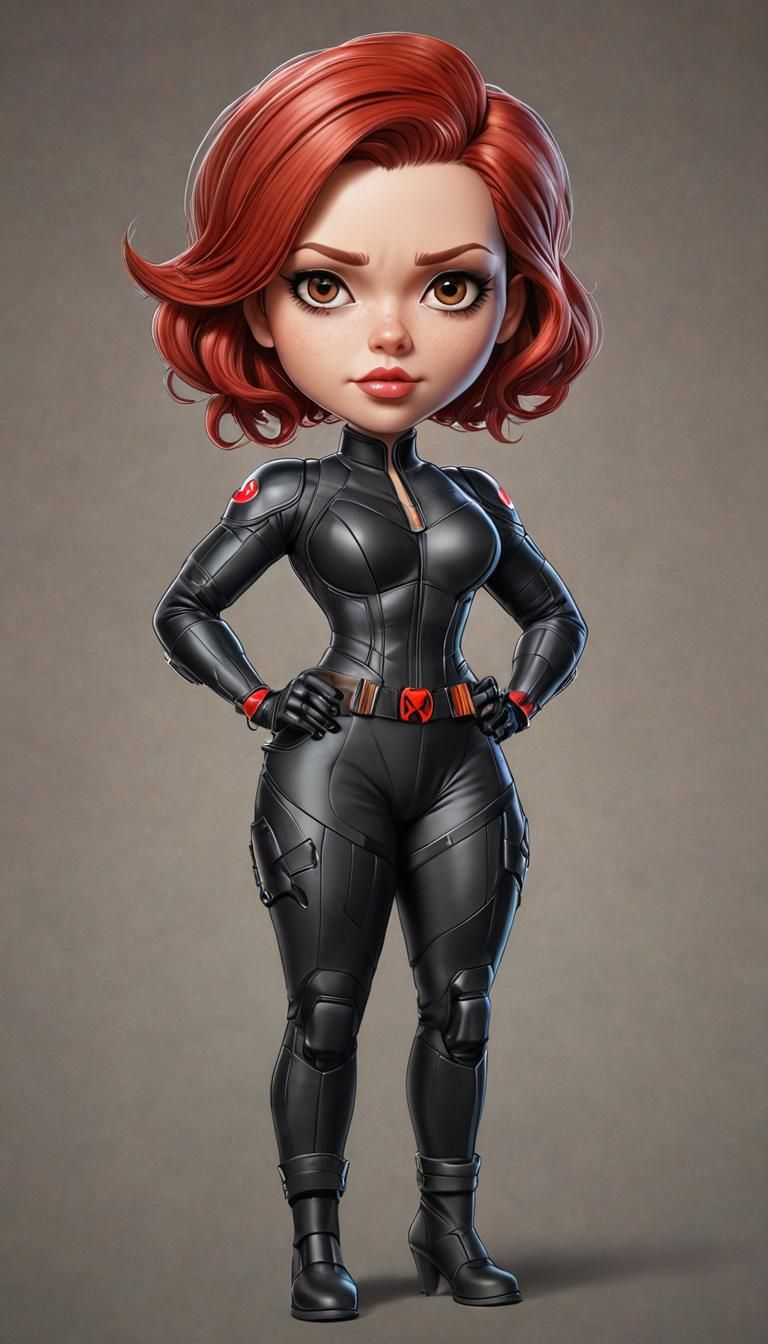 Caricature of Scarlett Johansson as Marvel's Black Widow