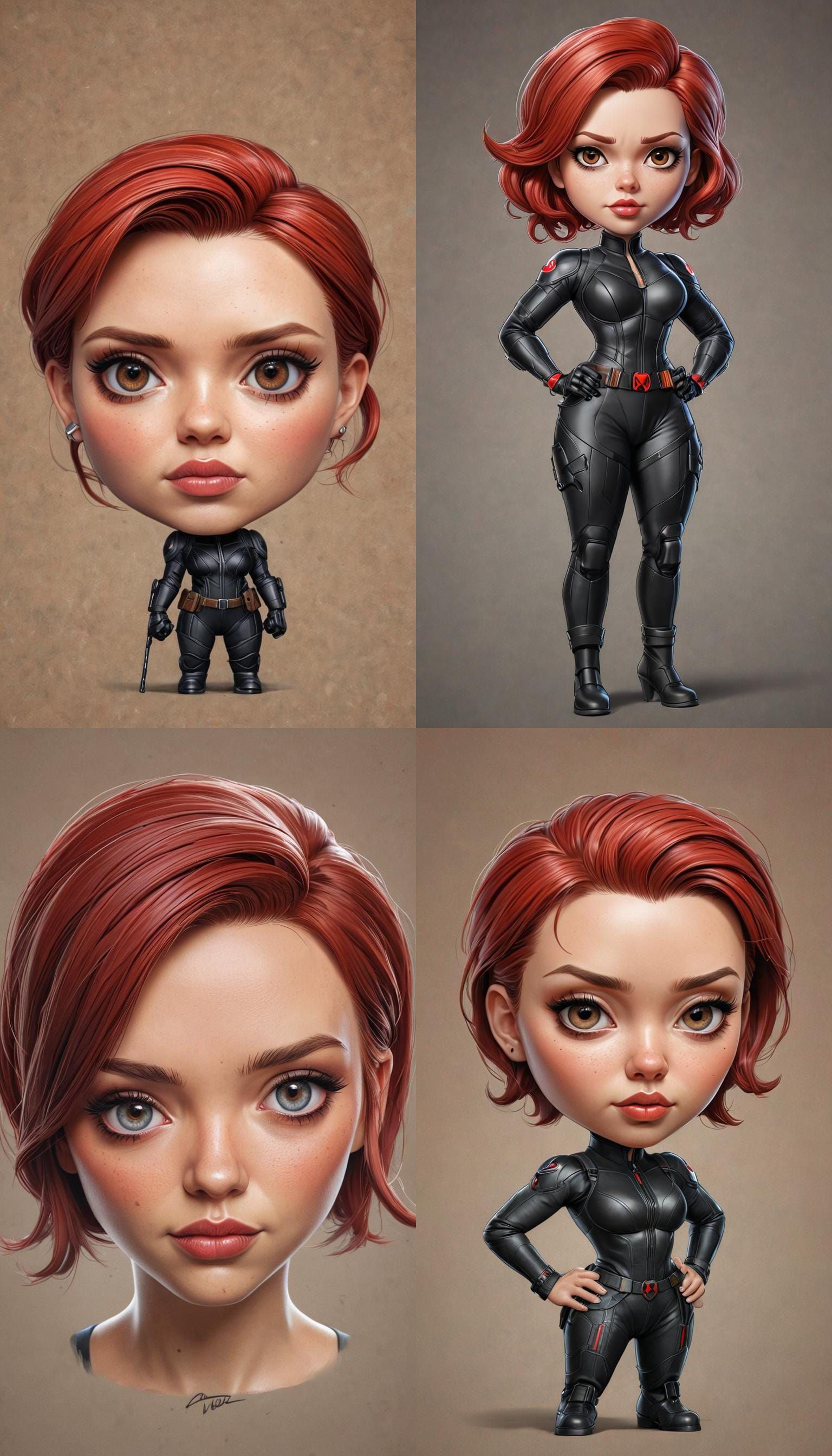 Caricature of Scarlett Johansson as Marvel's Black Widow