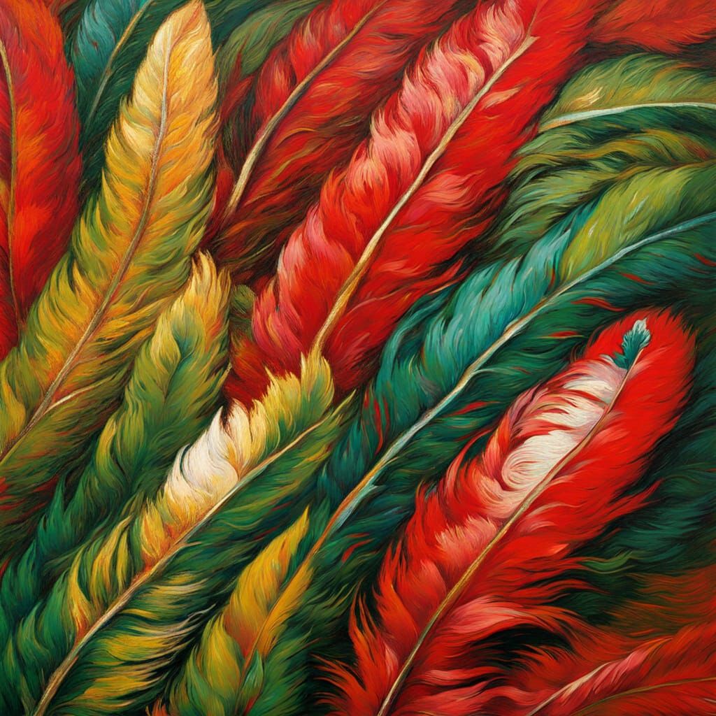 Feather Sonata: Neo-Impressionist Oil Painting