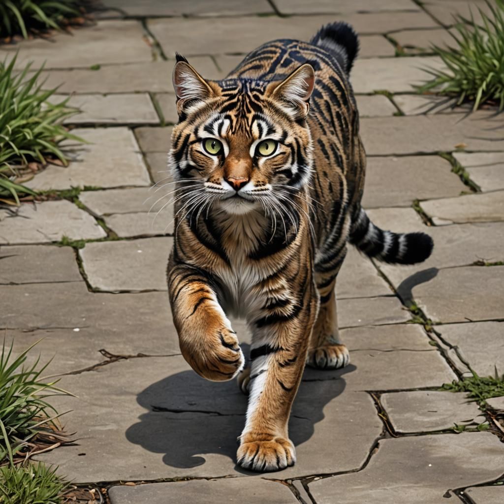 Cyborg Tiger Ready to Pounce: Digital Illustration