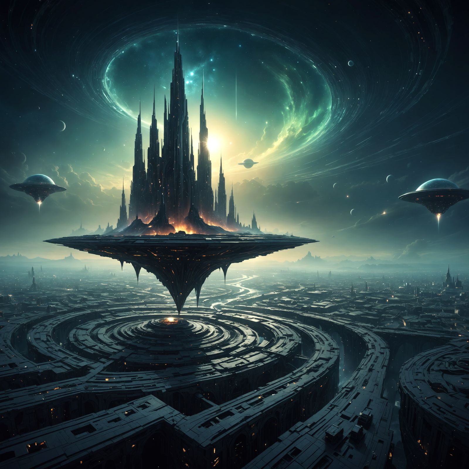 Pulsating Nebula Illuminates Sci-Fi Alien City