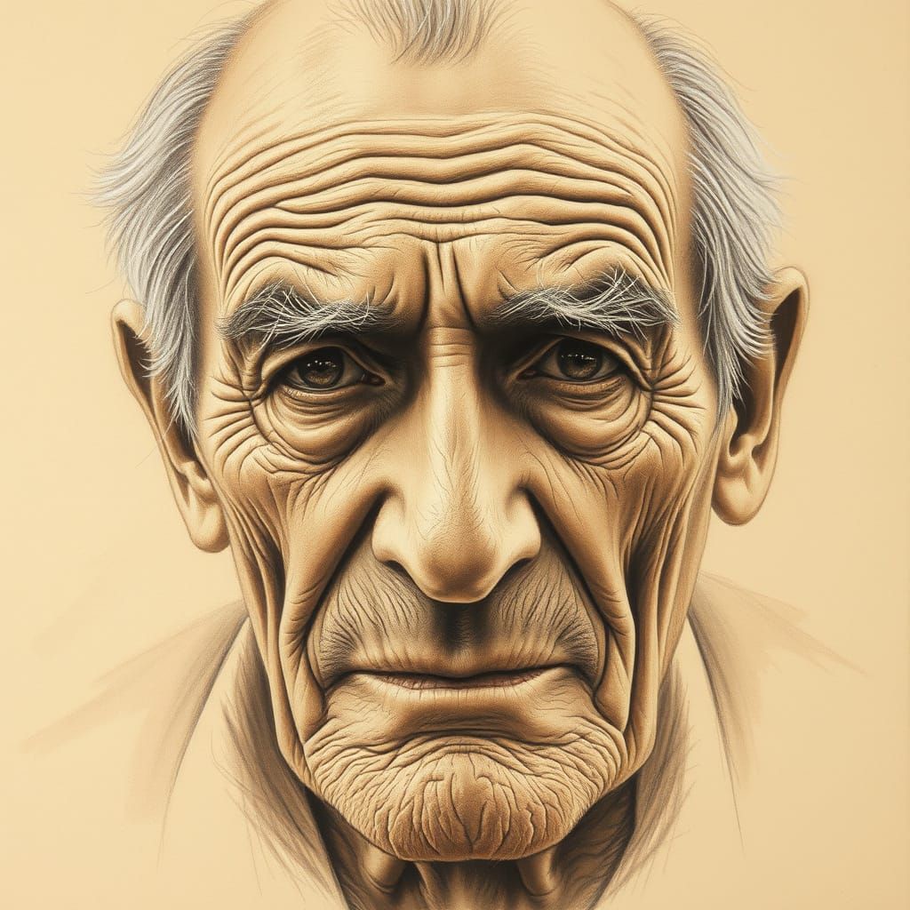 Aged Character Study in Earthy Charcoal