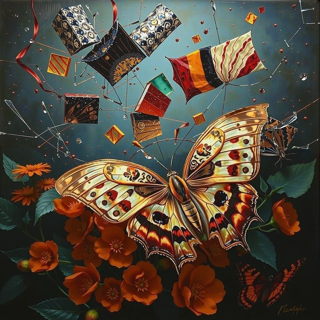 Abstract Swirling Gelato Colors in Bold Stripes