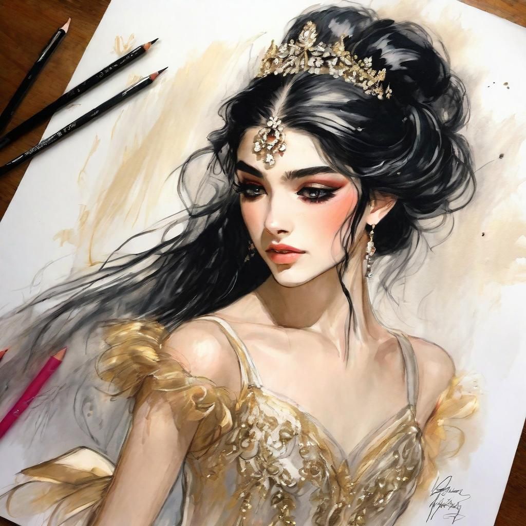 Anime Ballet Dancer with Compass Insignia