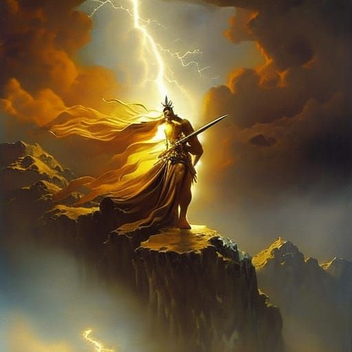 Zeus on Throne in Ethereal Fantasy Style