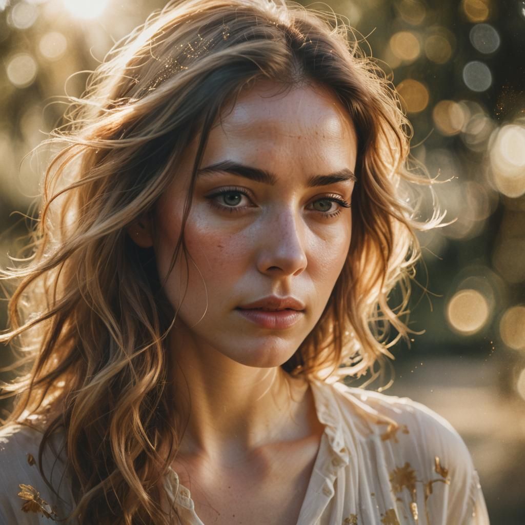 Ethereal Double Exposure Portrait in Golden Light