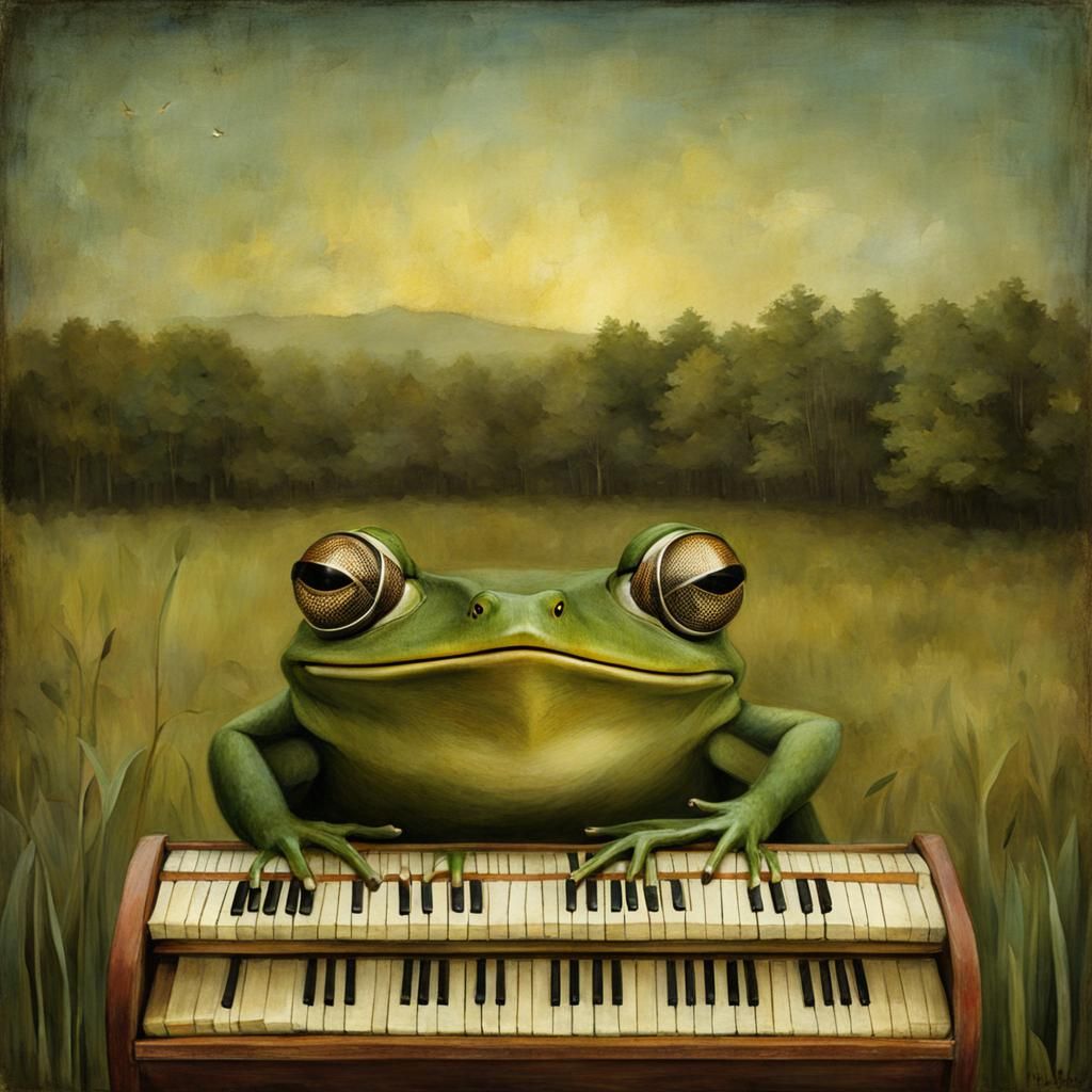 Enchanting Evening Frog Concert Illustration
