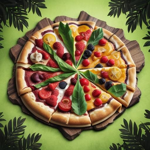 Majestic Pizza de Frutas in Lush Forest Setting