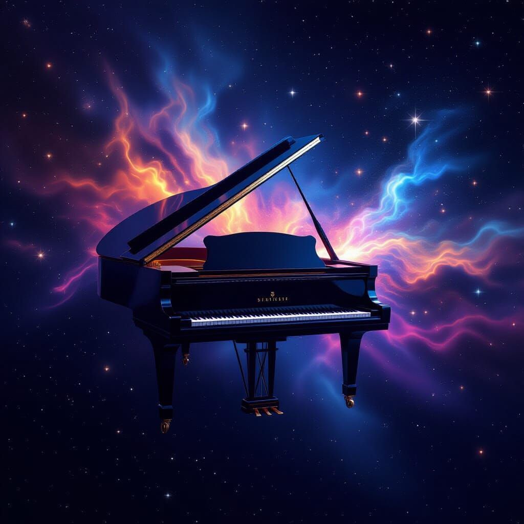 Grand Piano in Space Emits Starlight Melodies