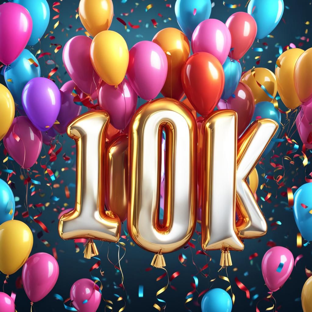 Festive Digital Art Celebrating 10K Social Media Milestone
