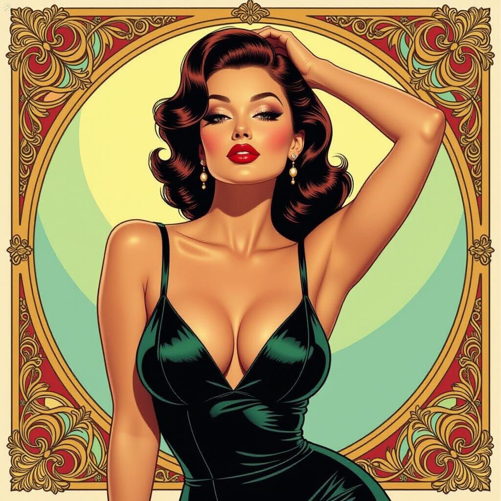 Pin-Up Style Portrait of a Seductive Woman
