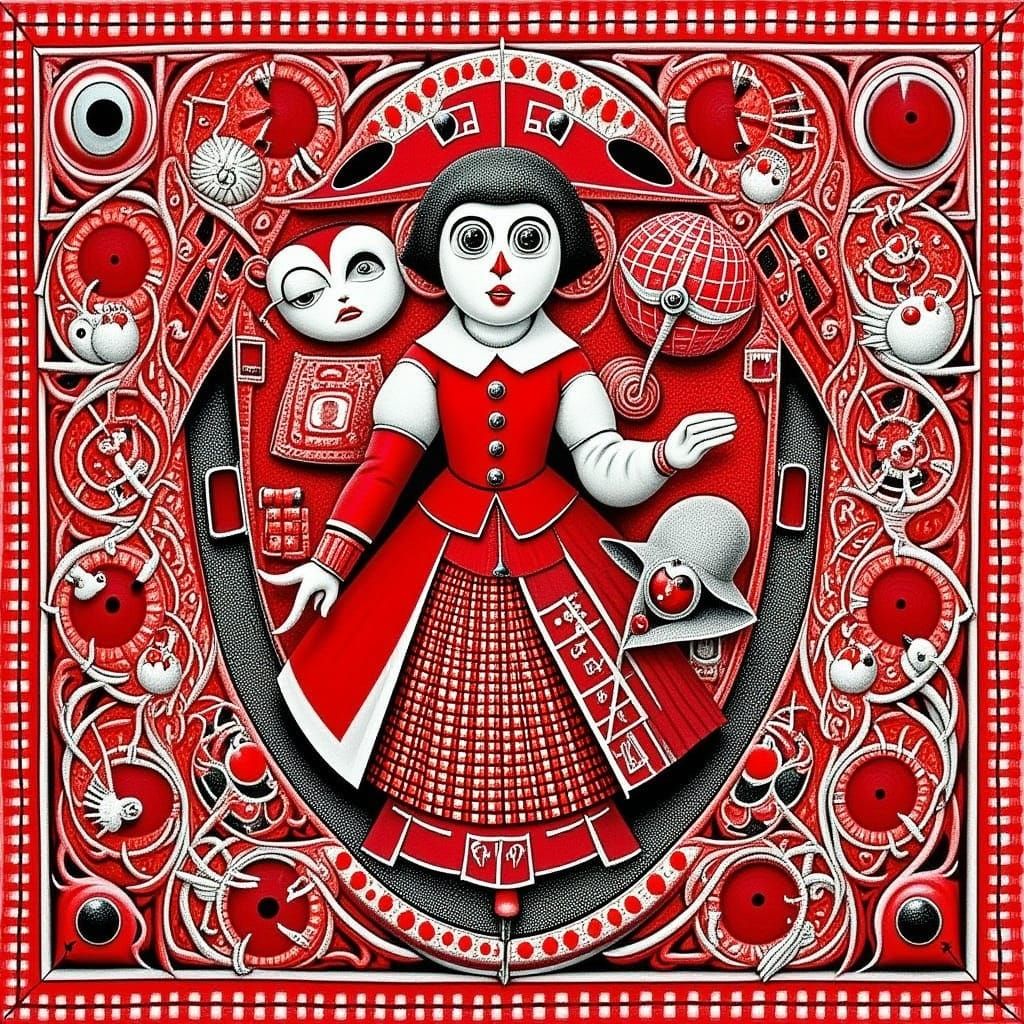 Vibrant Gingham Print Fabric in Impressionist Style