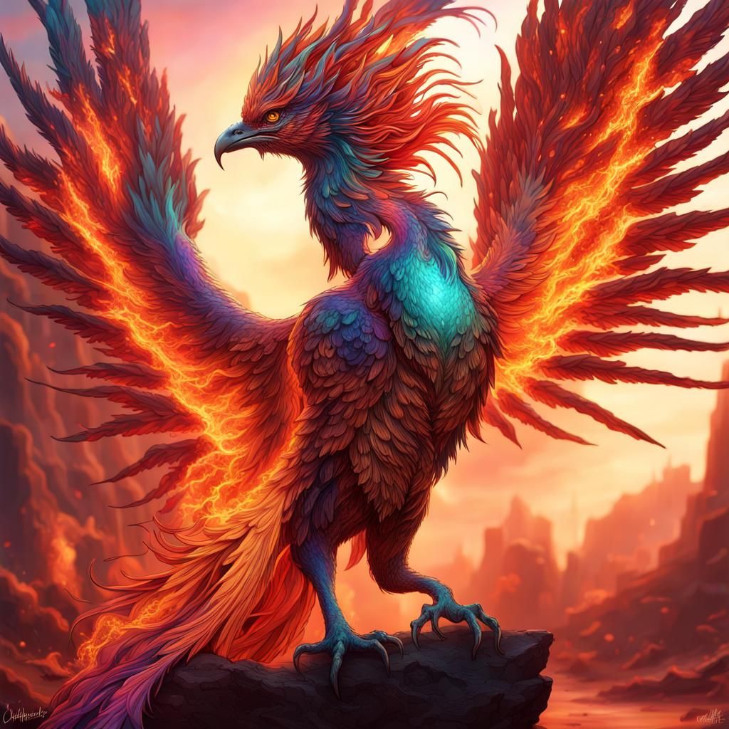 Circuitry Lava Phoenix in Rococo Iridescent Style