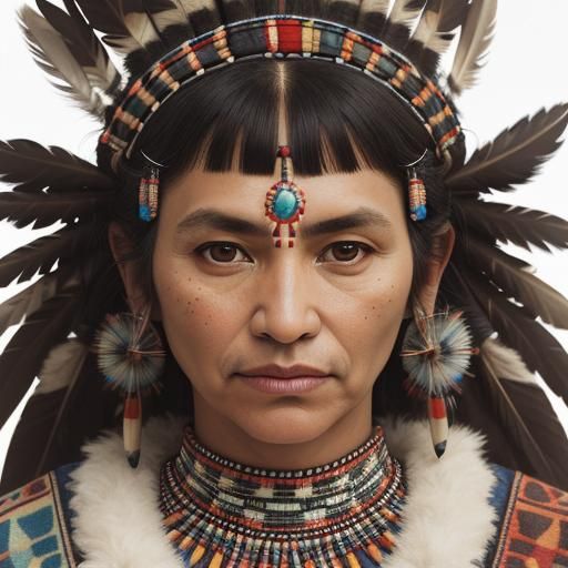 Nez Perce Sisters in Traditional Dress Portrait