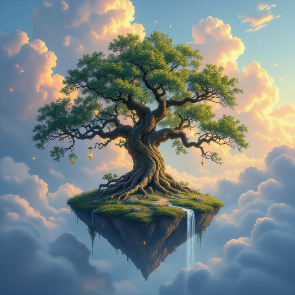 Floating Island Tree in Dreamy Fantasy Style