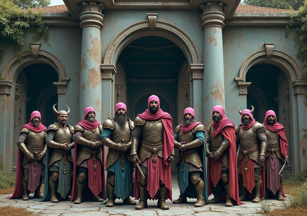 Fantasy Alliance Before Crumbling Asylum in Matte Painting S...