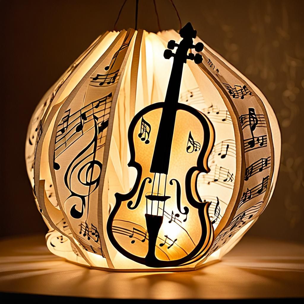 Glowing Kirigami Violin Paper Lantern