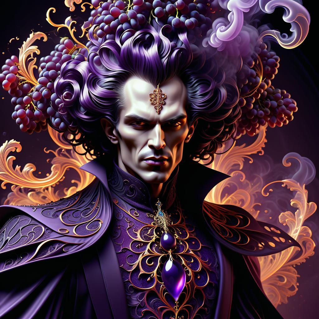 Gothic Grape Vampire in Kinetic Pointillism Style